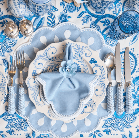 Bettina Blue & White Placemats & Napkins (Set of 4)