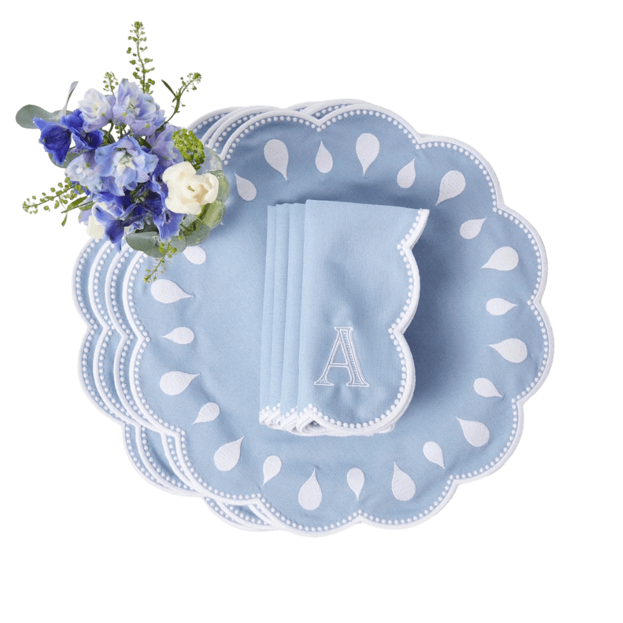 Bettina Blue & White Placemats & Napkins (Set of 4)