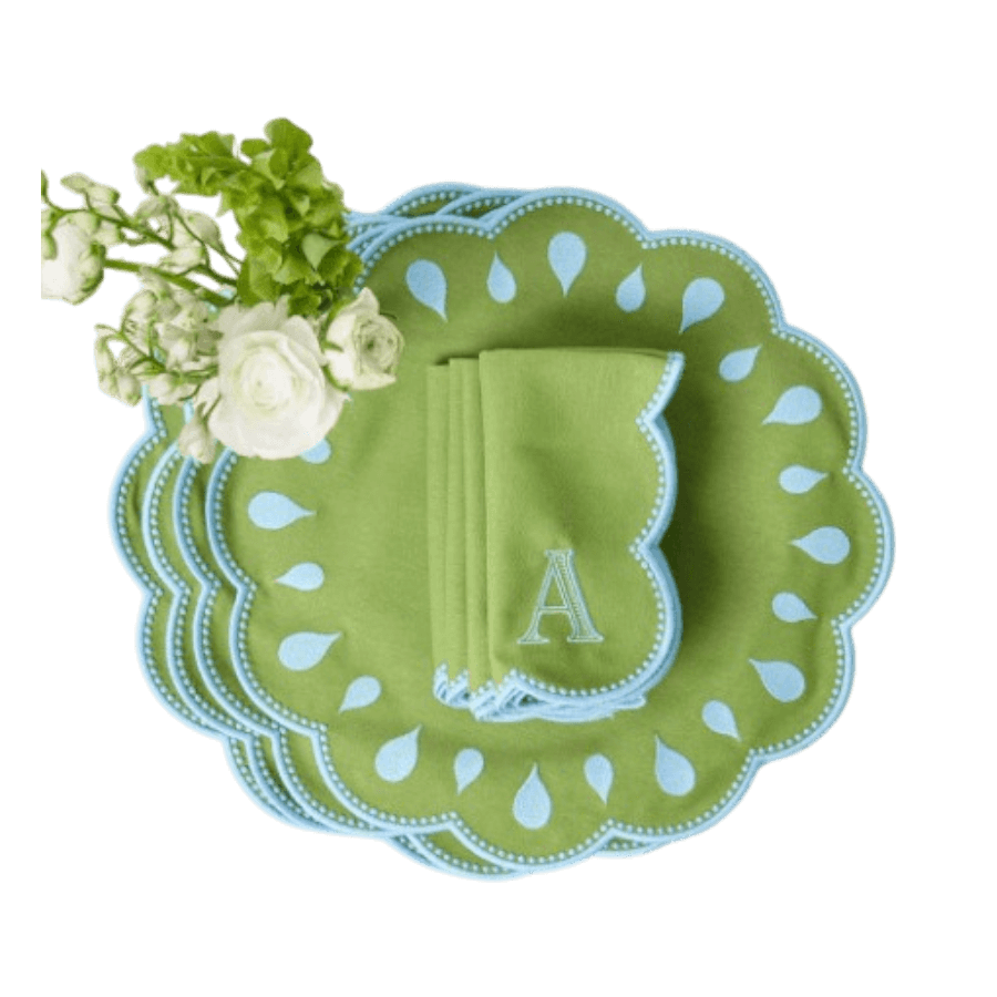 Bettina Green & Blue Placemats & Napkins (Set of 4)
