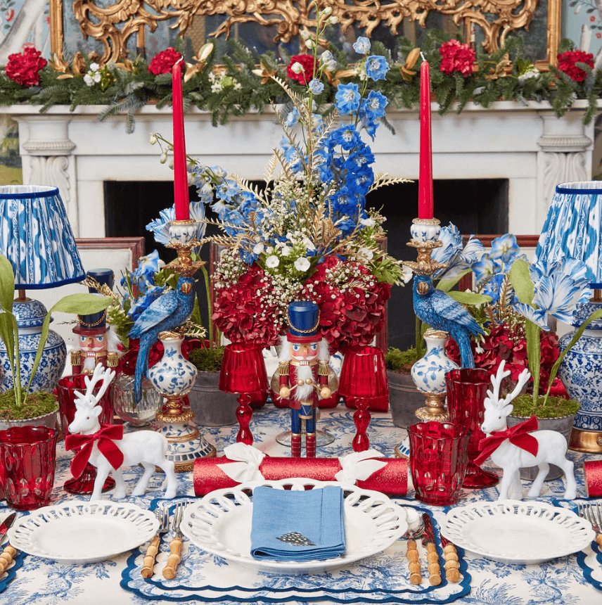 Chinoiserie Rechargeable Lamp & Cobalt Ikat Shade (22cm)