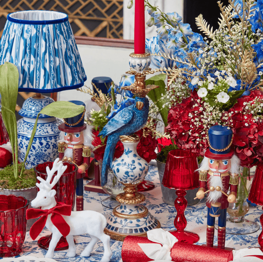 Chinoiserie Rechargeable Lamp & Cobalt Ikat Shade (22cm)