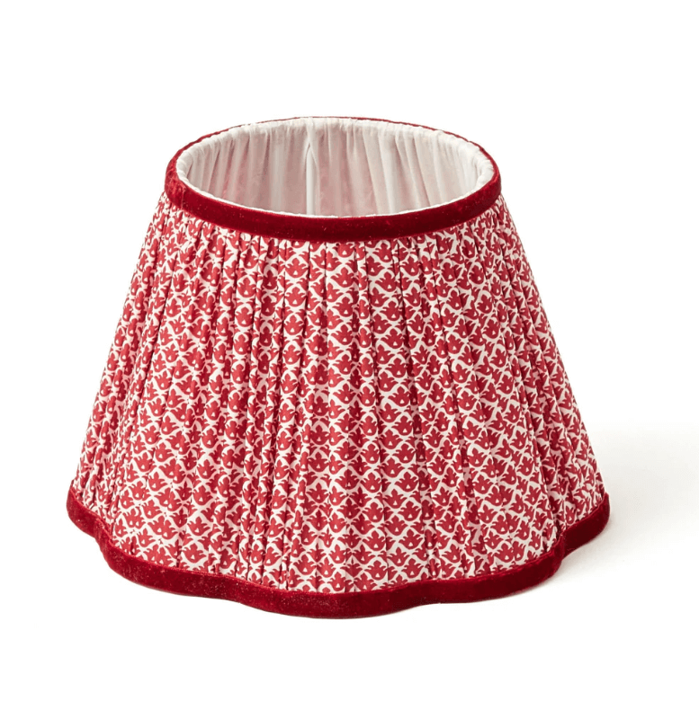 Chinoiserie Rechargeable Lamp with Red Lotus Shade (22cm)