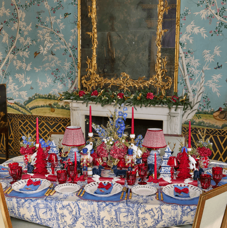 Chinoiserie Rechargeable Lamp with Red Lotus Shade (22cm)