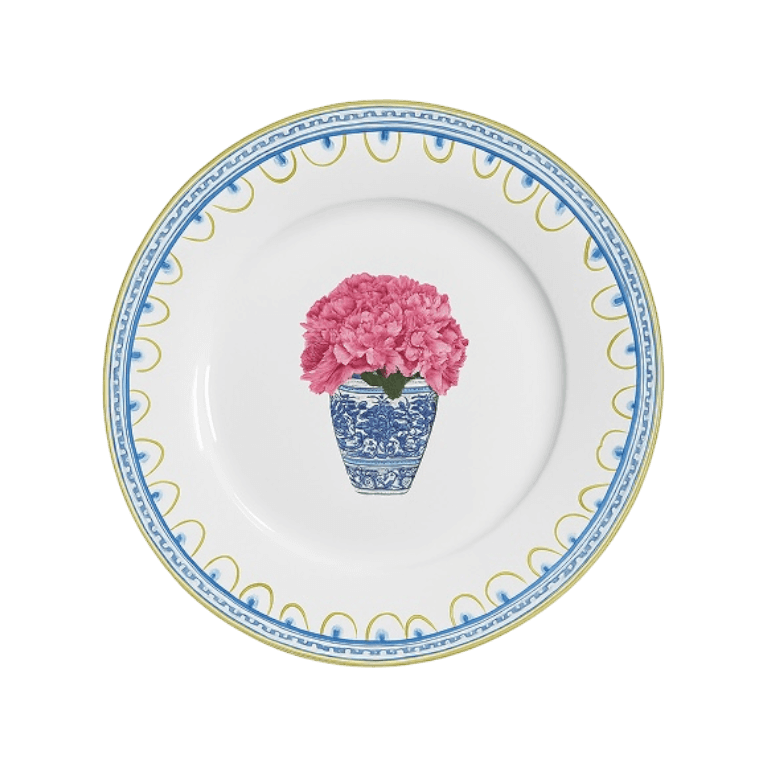 Blue with Pink Flower Plate Setting (4-Piece)