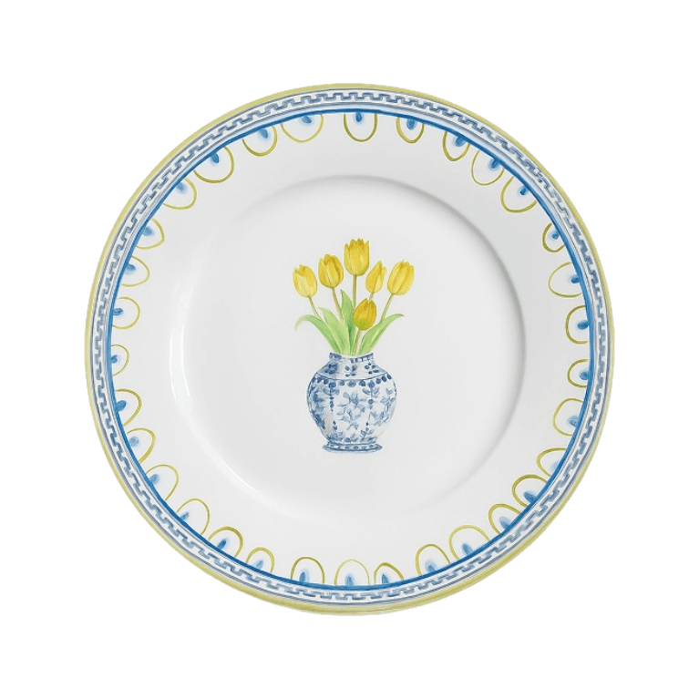 Blue with Yellow Flower Plate Setting (4-Piece)