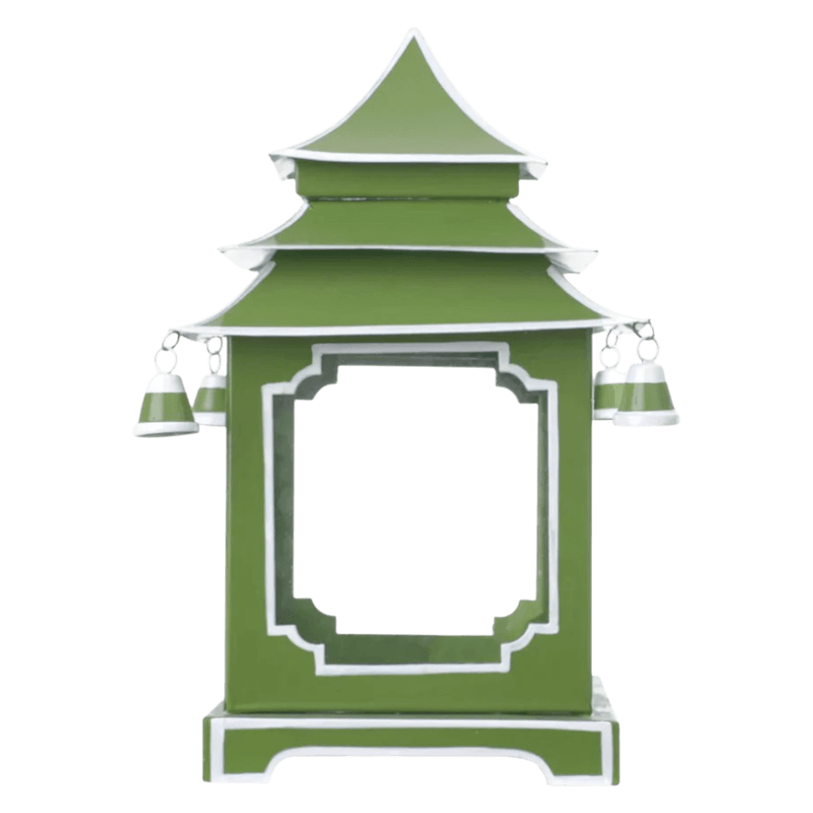 Mossy Green & White Pagoda Lantern