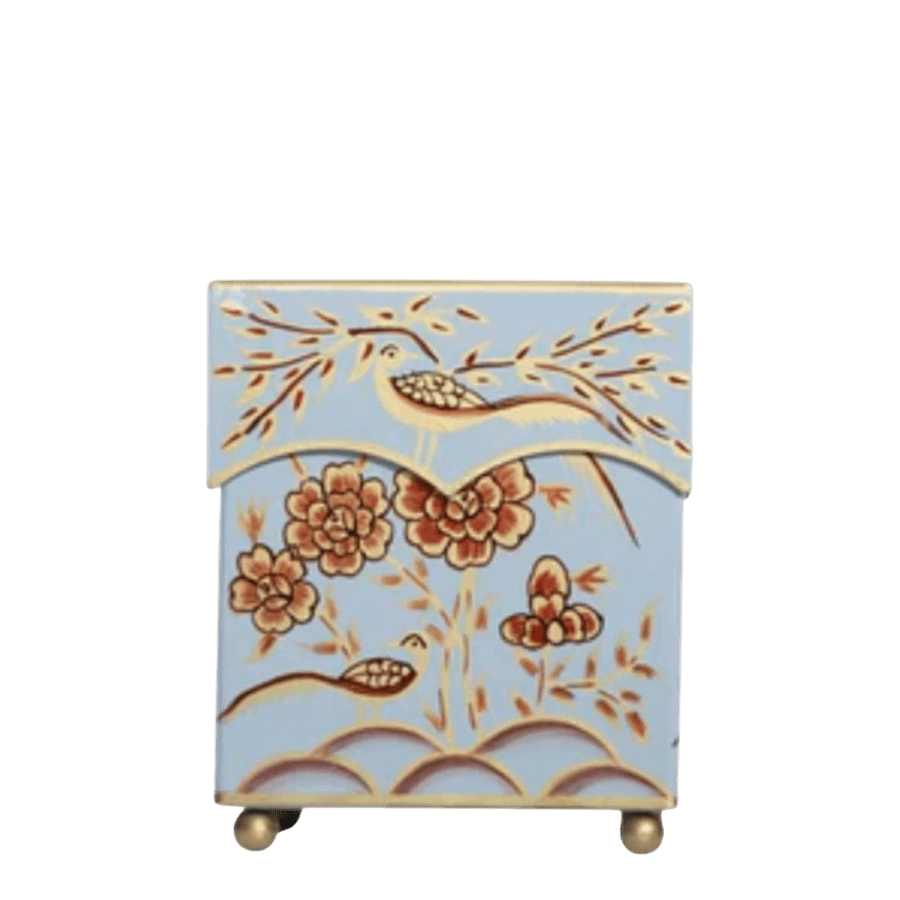 Pale Blue & Gold Pheasant Tissue Holder