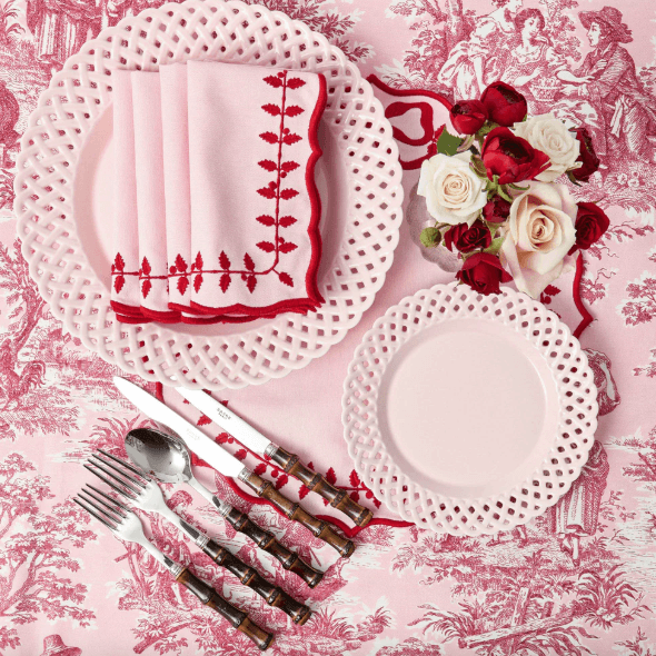 Pink & Red Bow Laurel Placemats & Napkins (Set of 4)