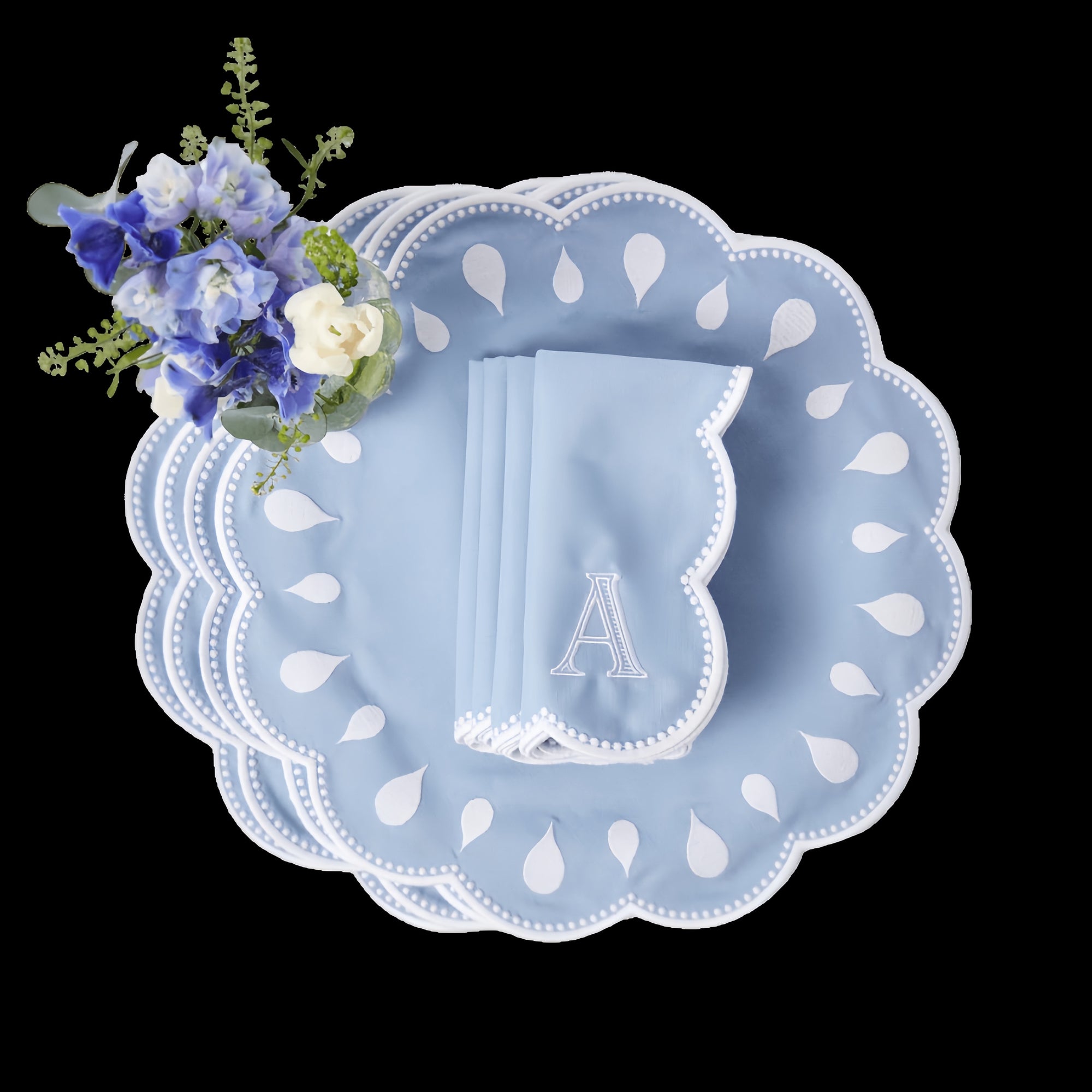 Bettina Blue & White Placemats & Napkins (Set of 4)