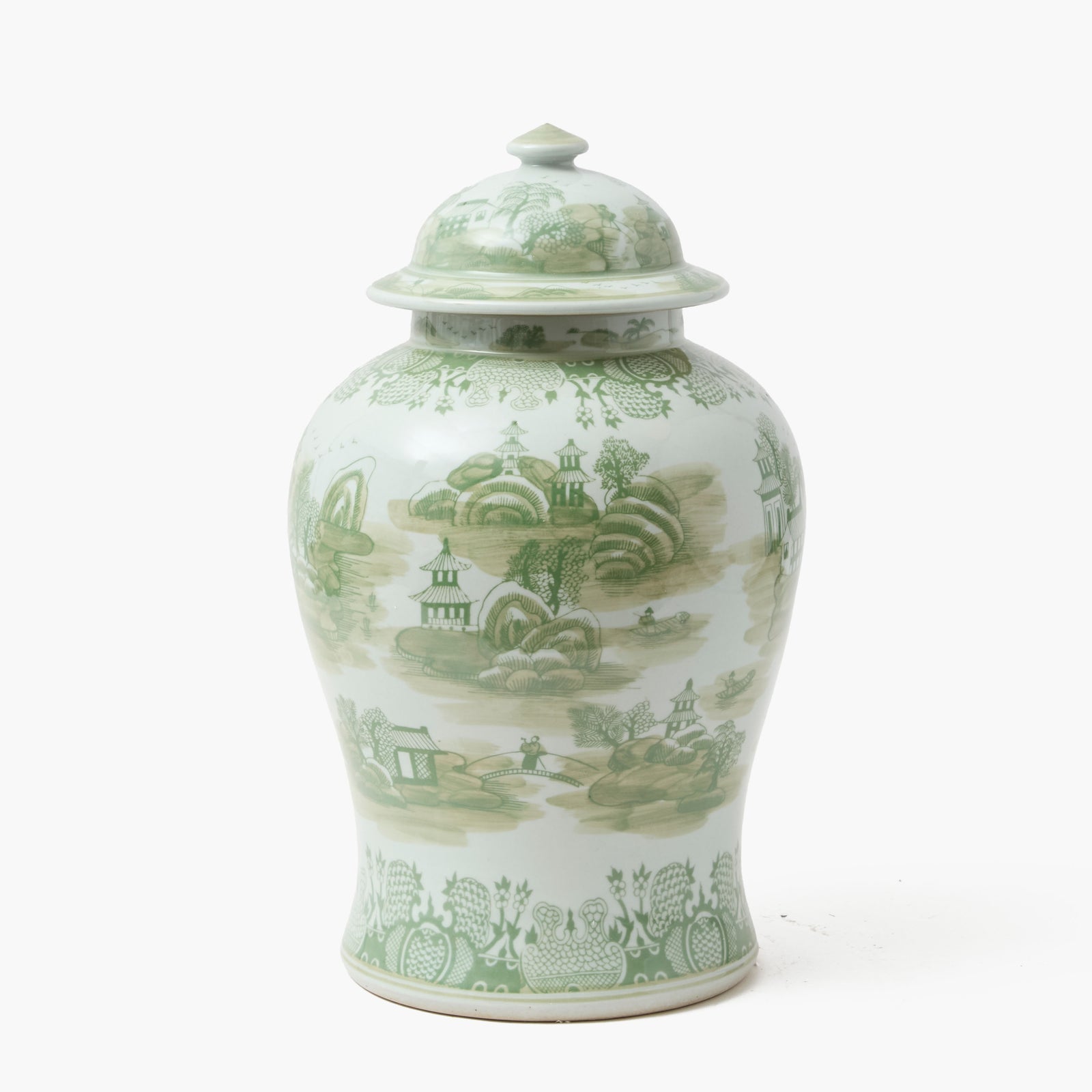 Medium Green Chinoiserie Ginger Jar