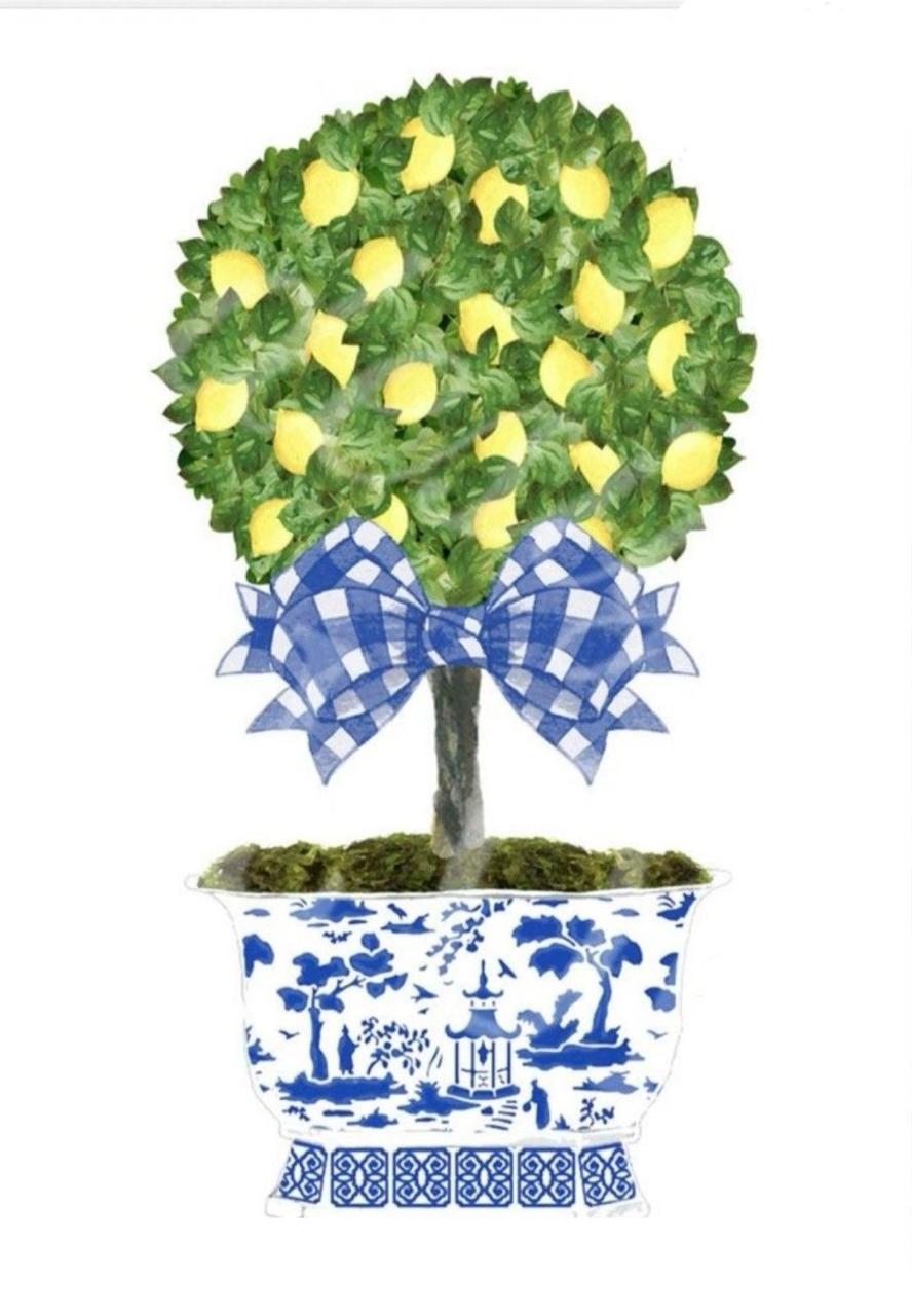 Lemon Topiary Gingham Bow Plate