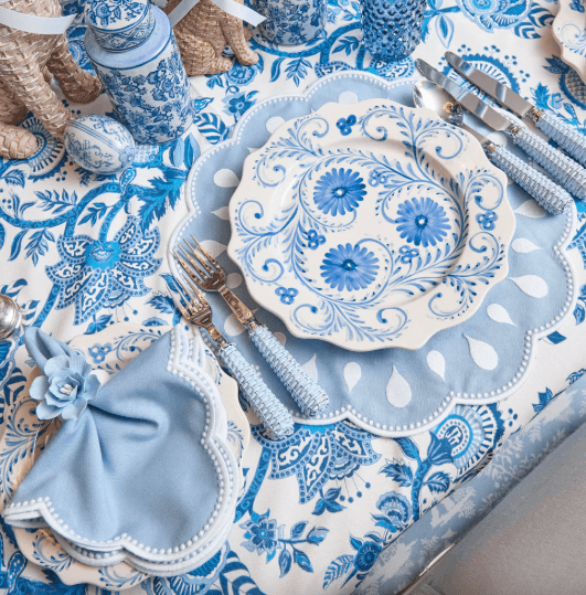 Bettina Blue & White Placemats & Napkins (Set of 4)