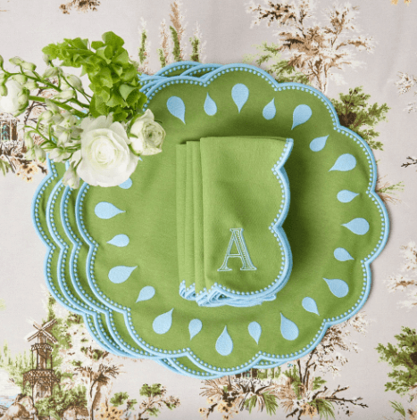 Bettina Green & Blue Placemats & Napkins (Set of 4)