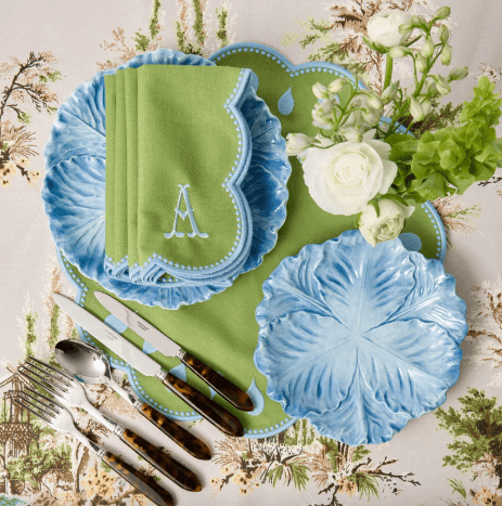 Bettina Green & Blue Placemats & Napkins (Set of 4)