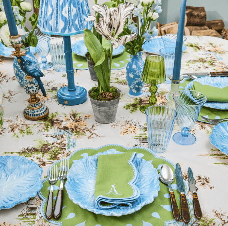 Bettina Green & Blue Placemats & Napkins (Set of 4)
