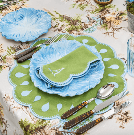 Bettina Green & Blue Placemats & Napkins (Set of 4)