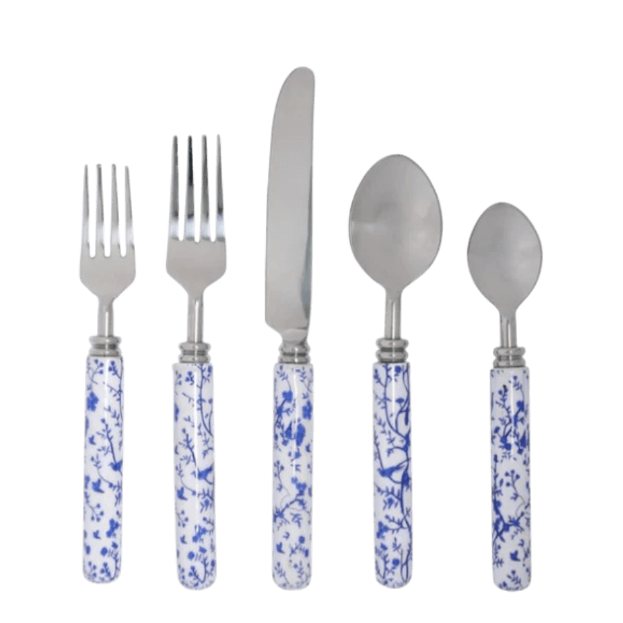 Blue Chinoiserie Five Piece Flatware Set
