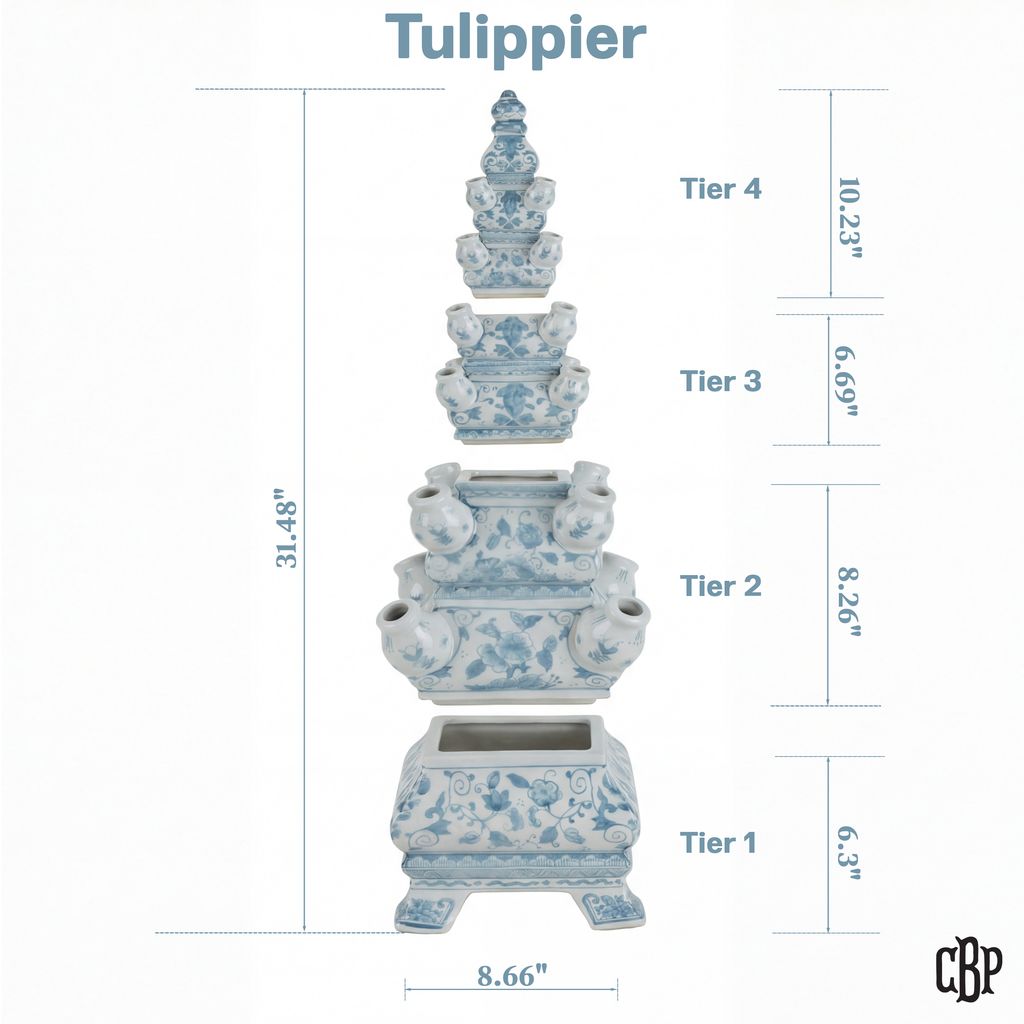 Blue Pagoda Tulipiere Vase