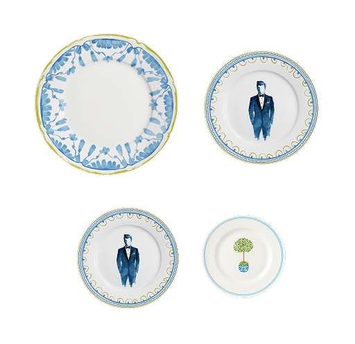 Blue with Man Plate Setting (4-Piece)