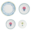 Blue with Pink Flower Plate Setting (4-Piece)