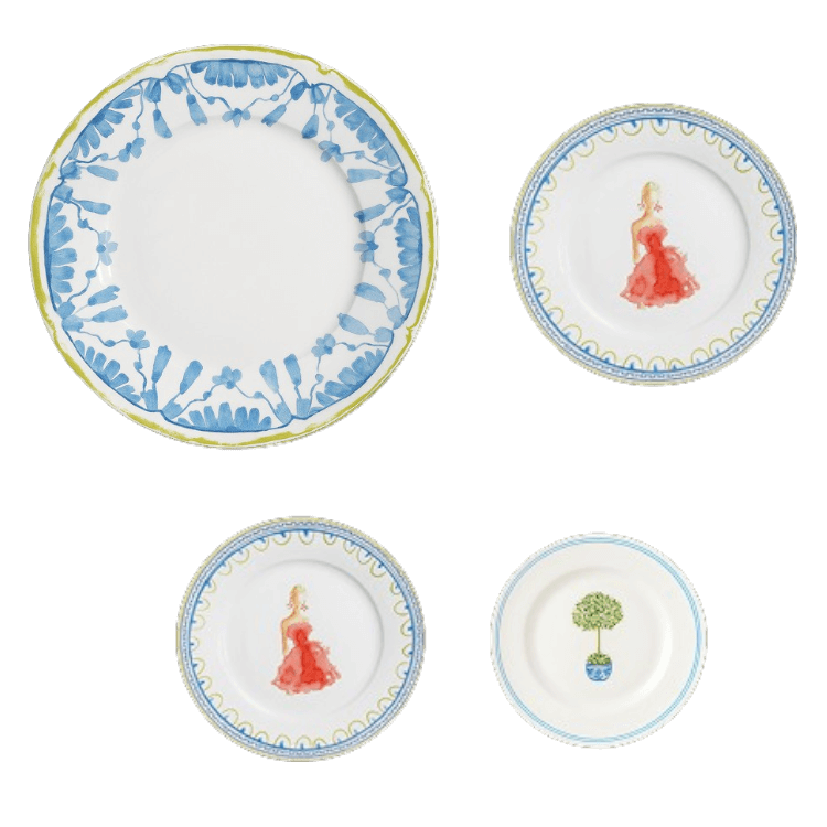 Blue with Women Plate Setting (4-Piece)