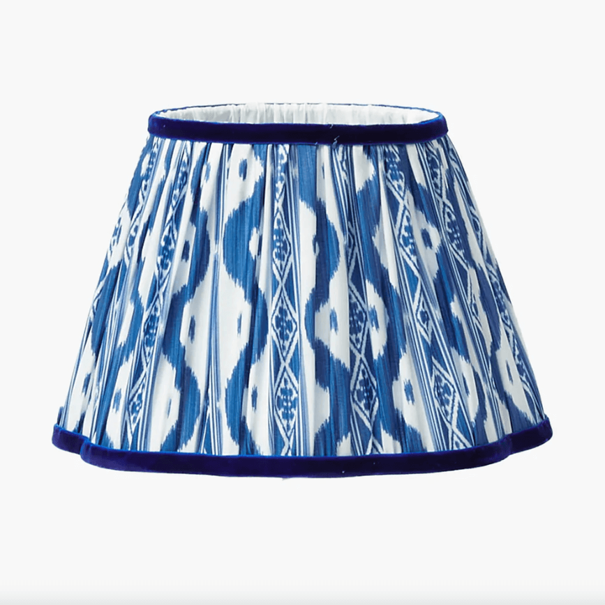 Chinoiserie Rechargeable Lamp & Cobalt Ikat Shade (22cm)