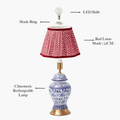 Chinoiserie Rechargeable Lamp with Red Lotus Shade (22cm)