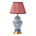 Chinoiserie Rechargeable Lamp with Red Lotus Shade (22cm)