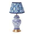 Chinoiserie Rechargeable Lamp & Cobalt Ikat Shade (22cm)
