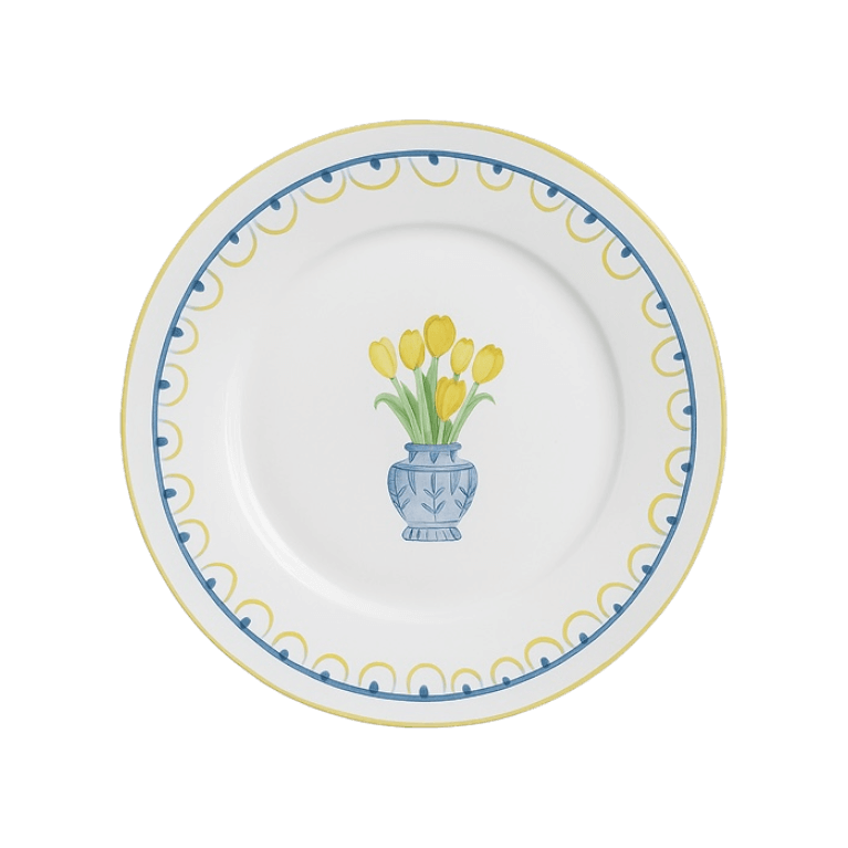 Blue with Yellow Flower Plate Setting (4-Piece)