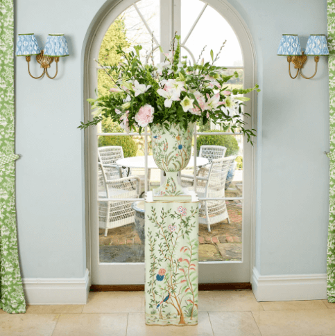 Green Chinoiserie Tole Urn