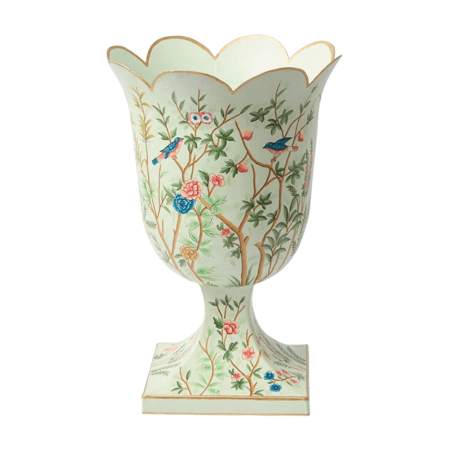 Green Chinoiserie Tole Urn