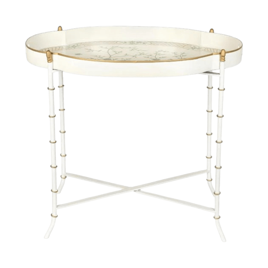 Ivory Scalloped Tray Table