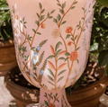 Pink Chinoiserie Tole Urn & Pedestal
