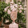 Pink Chinoiserie Tole Urn & Pedestal