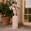 Pink Chinoiserie Tole Urn & Pedestal