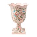 Pink Chinoiserie Tole Urn & Pedestal
