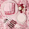 Pink & Red Bow Laurel Placemats & Napkins (Set of 4)