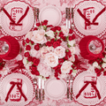 Pink & Red Bow Laurel Placemats & Napkins (Set of 4)