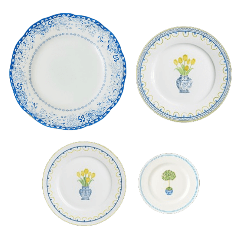 Sea with Yellow Flower Plate Setting (4-Piece)