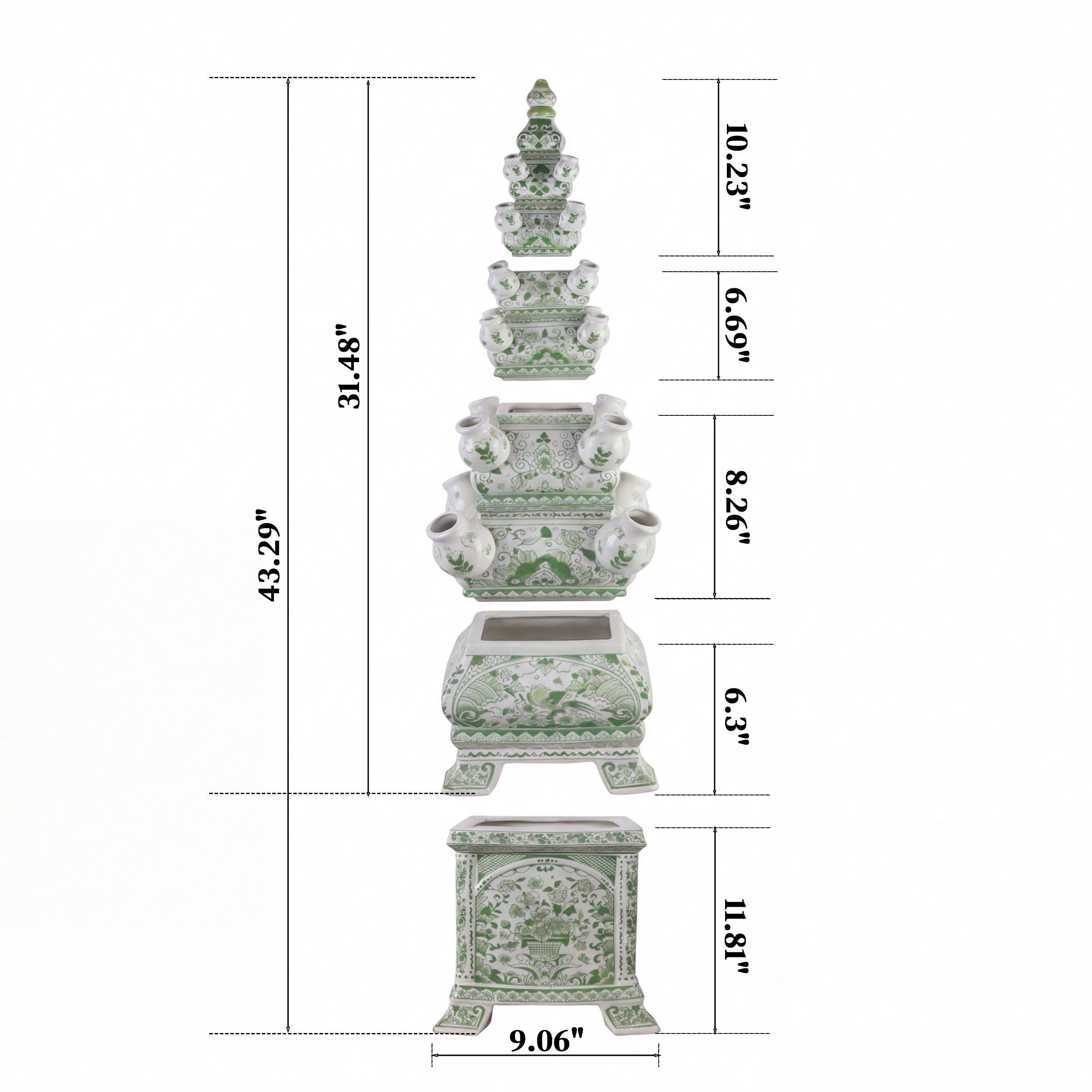 Green Pagoda Tulipiere Vase