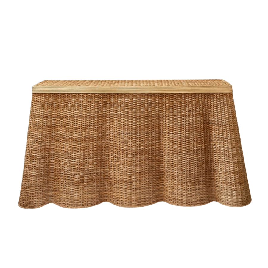 Vivienne Rattan Scalloped Console Table