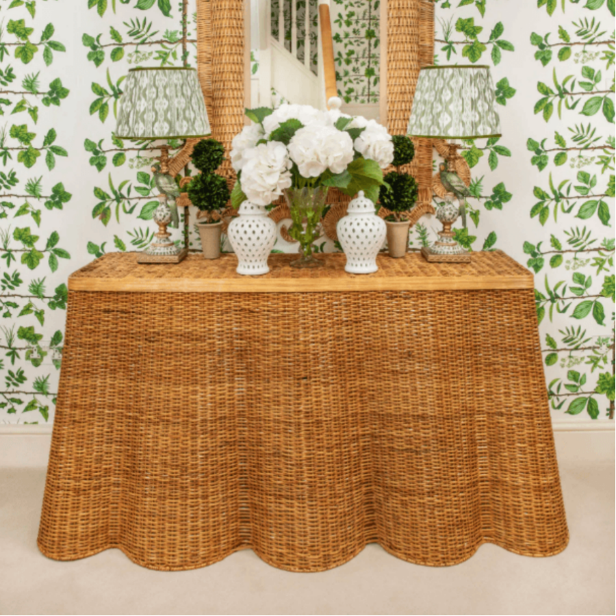 Vivienne Rattan Scalloped Console Table