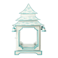 White & Soft Aqua Coral Pagoda Lantern