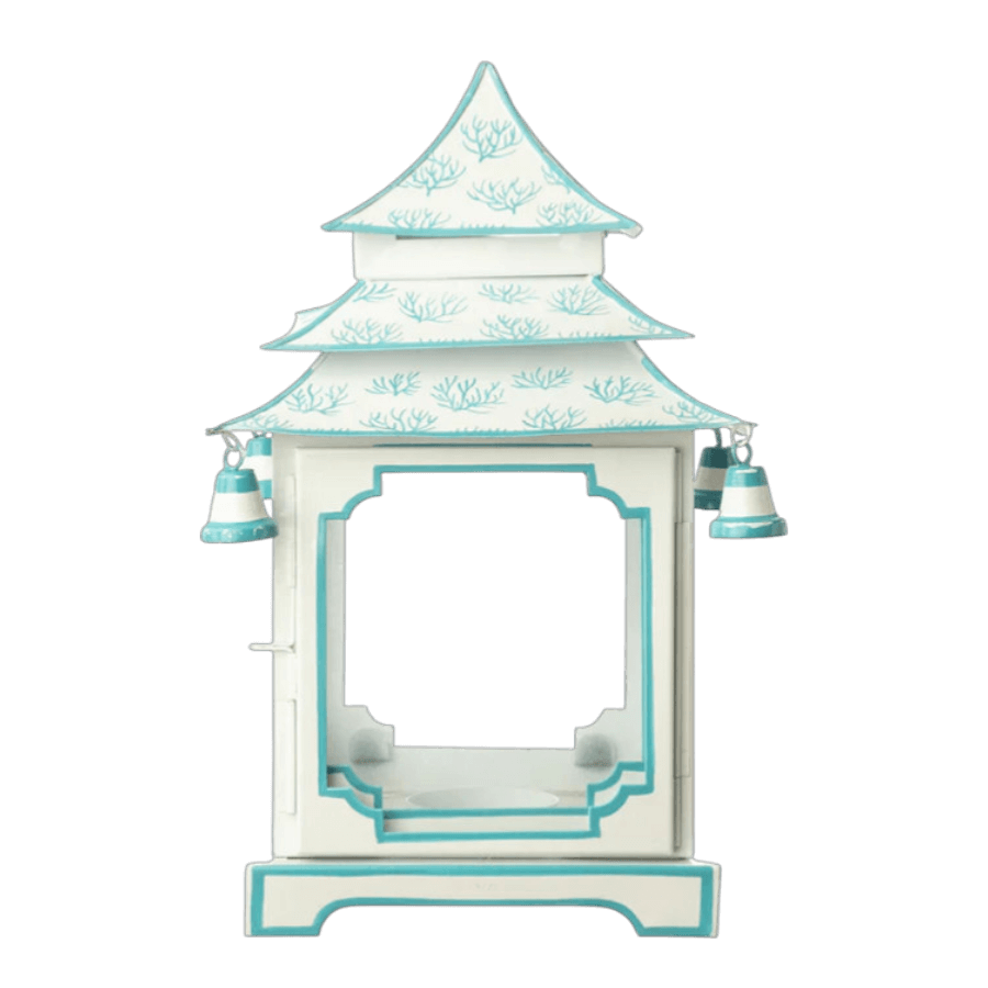 White & Soft Aqua Coral Pagoda Lantern