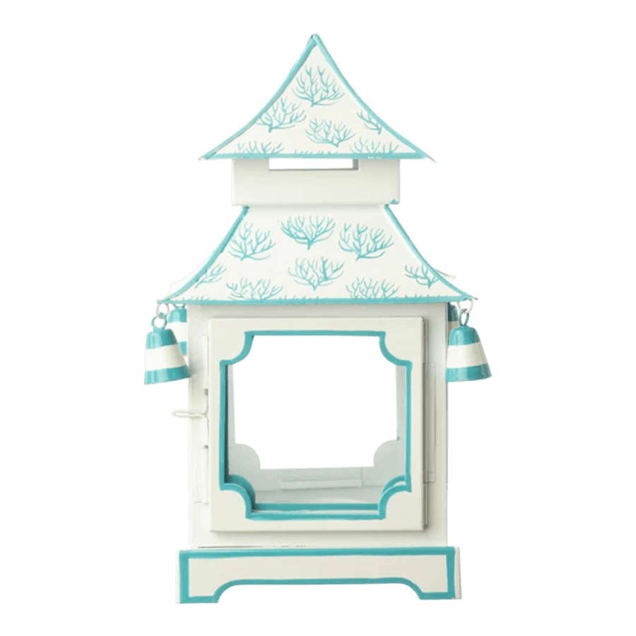 White & Soft Aqua Coral Pagoda Lantern